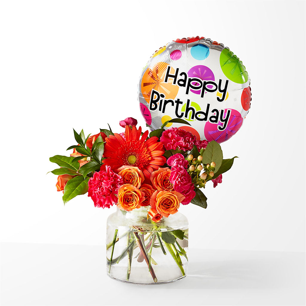 Fiesta Bouquet with Birthday Balloon – Mc Gardens, Las Vegas NV
