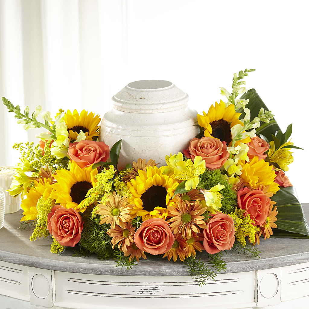 Faithful Sunflower Cremation Adornment – Mc Gardens, Las Vegas NV