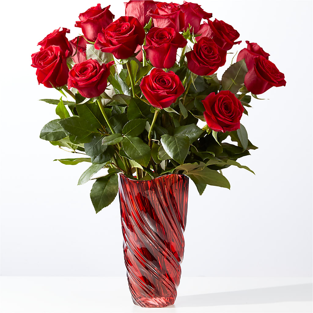 Classic Love Red Rose Bouquet with Luxe Swirl Vase – Mc Gardens, Las Vegas NV