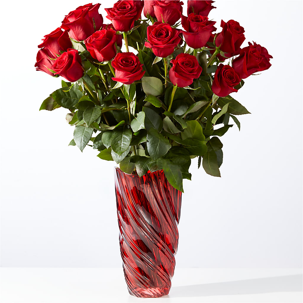 Classic Love Red Rose Bouquet with Luxe Swirl Vase – Mc Gardens, Las Vegas NV