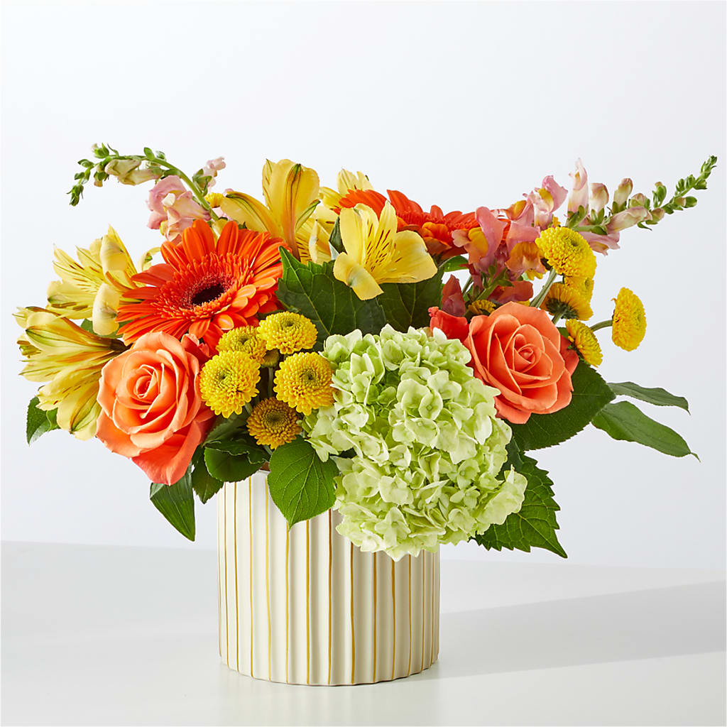 Autumn Sunshine Bouquet with Ivory Vase –  Mc Gardens, Las Vegas NV