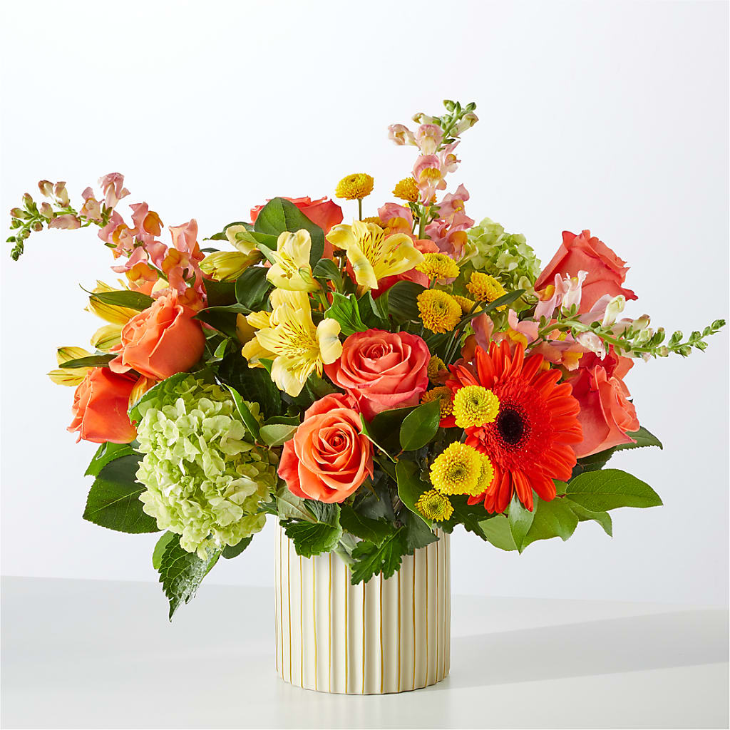Autumn Sunshine Bouquet with Ivory Vase –  Mc Gardens, Las Vegas NV