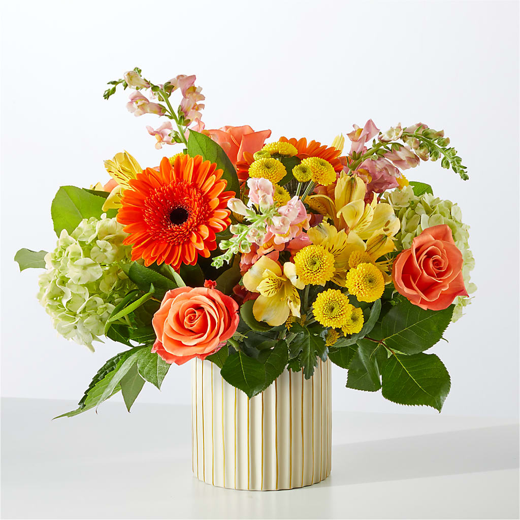 Autumn Sunshine Bouquet with Ivory Vase –  Mc Gardens, Las Vegas NV