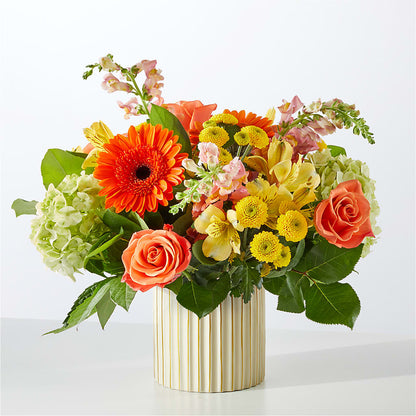 Autumn Sunshine Bouquet with Ivory Vase –  Mc Gardens, Las Vegas NV
