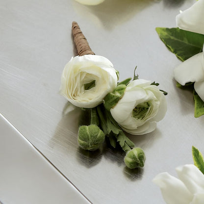 White Ranunculus Boutonniere –  Mc Gardens, Las Vegas NV